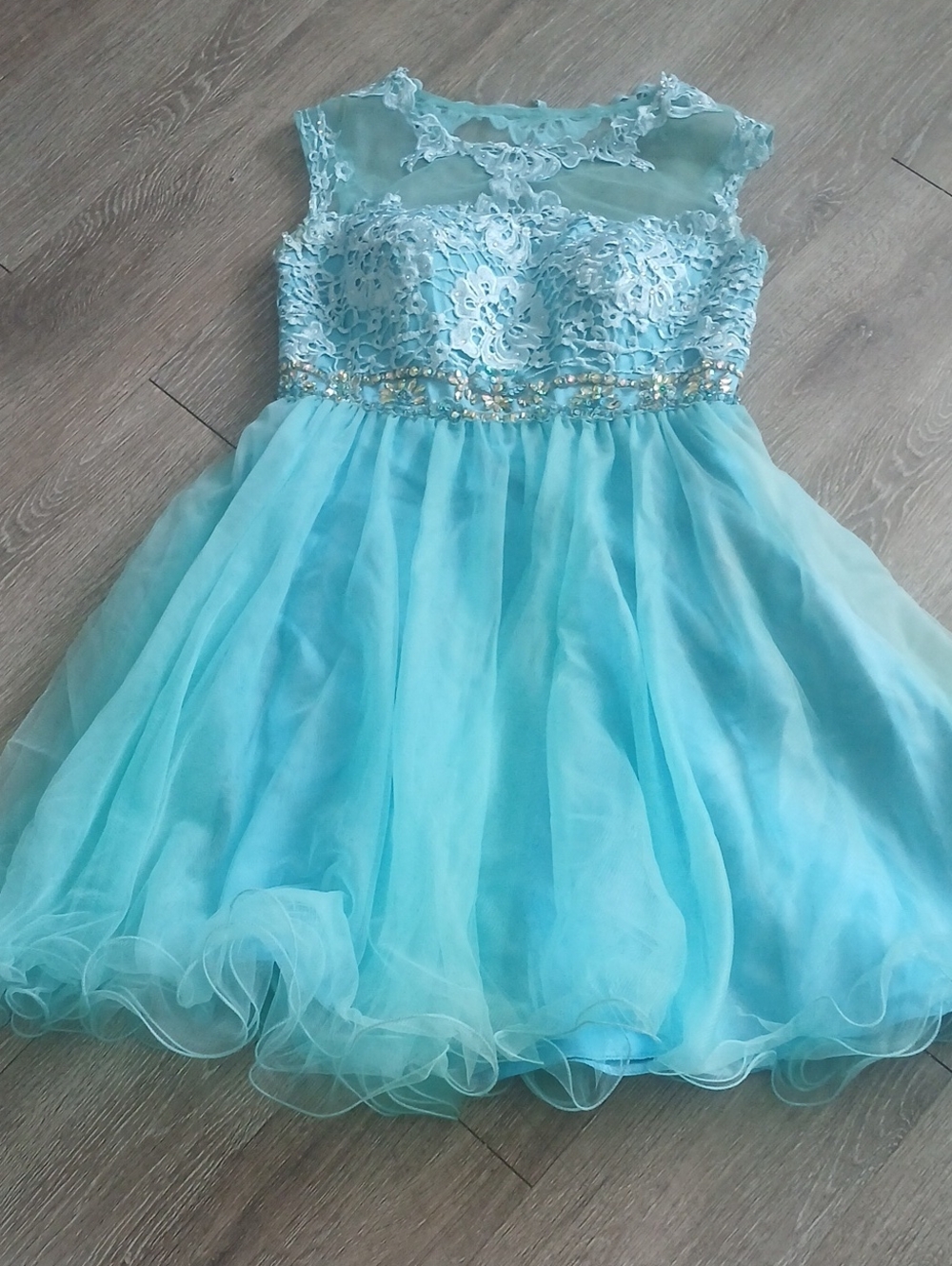 May Queen Turquoise Lace & Tulle Party Dress